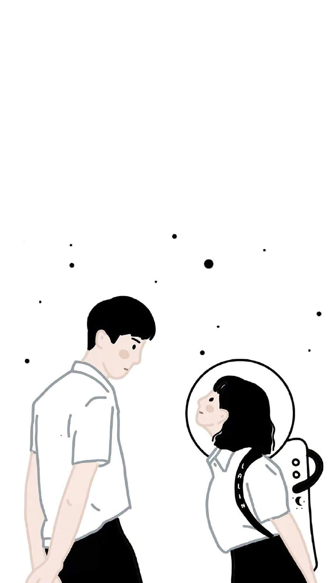 甜蜜情侣手绘插画图片手机壁纸图片