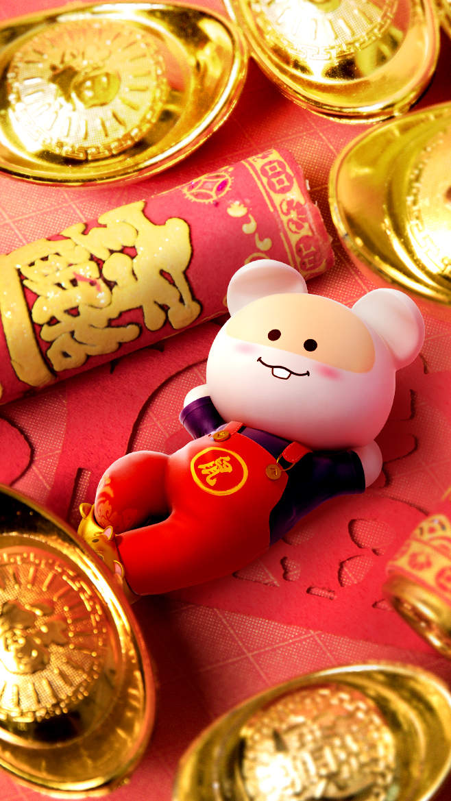 笨笨鼠2020新年春节主题高清手机壁纸图片
