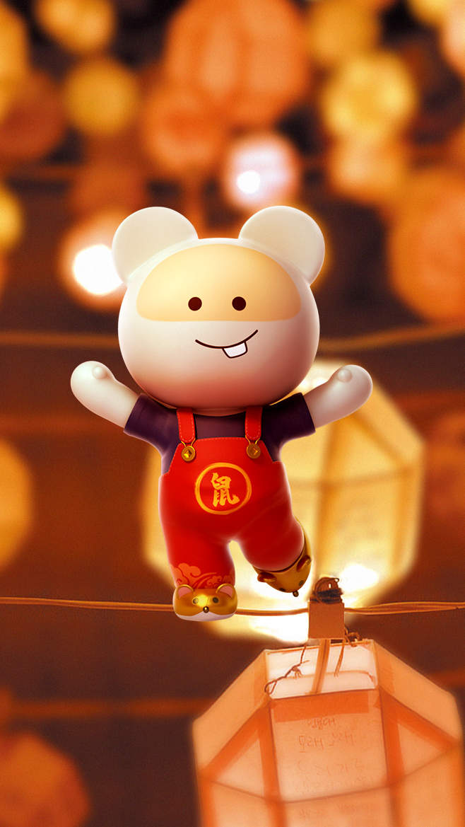 笨笨鼠2020春节主题手机壁纸图片