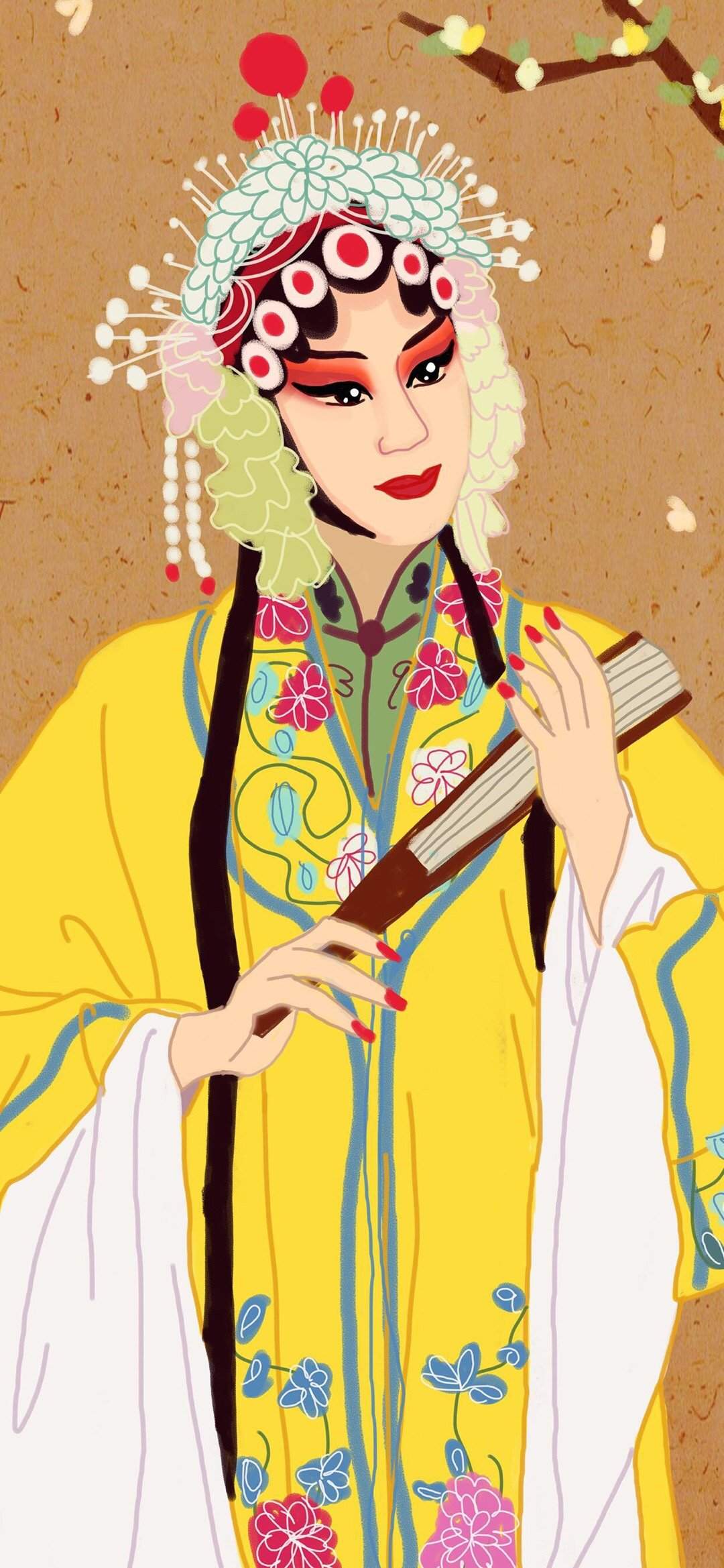 高清中国风戏曲手绘高清手机壁纸图片