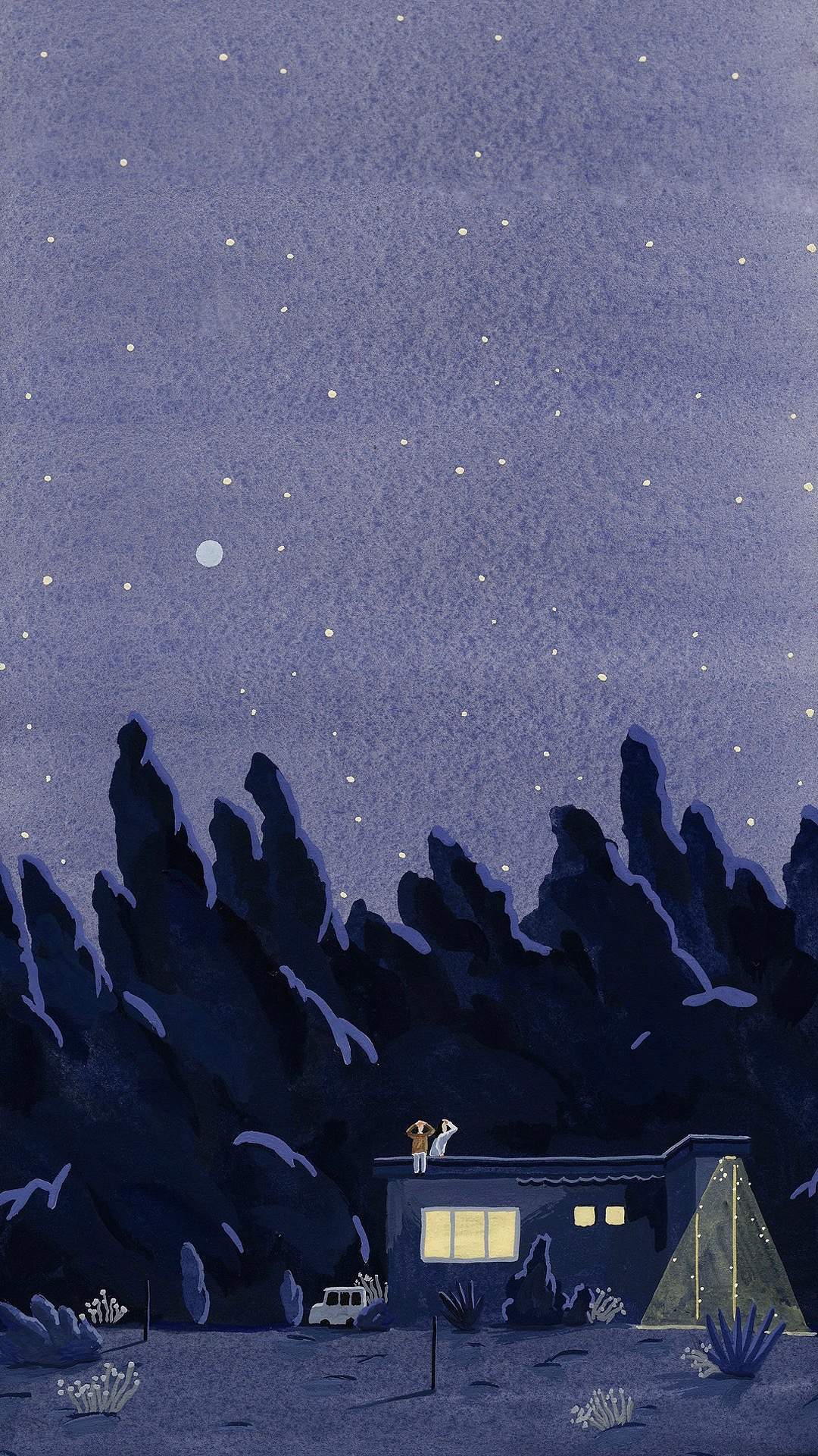 唯美意境手绘插画手机壁纸图片