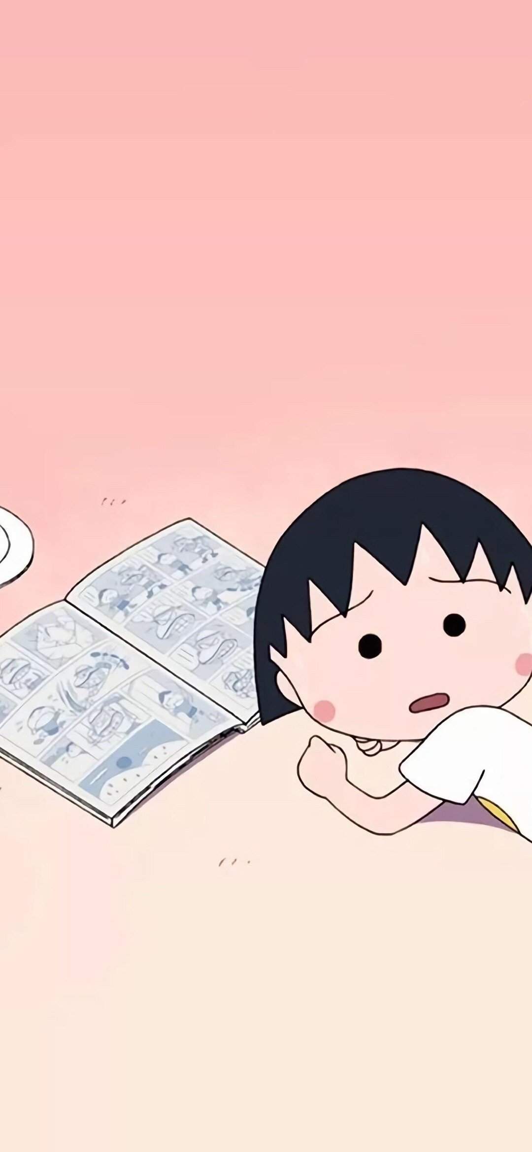 高清卡通人物樱桃小丸子全面屏手机壁纸图片