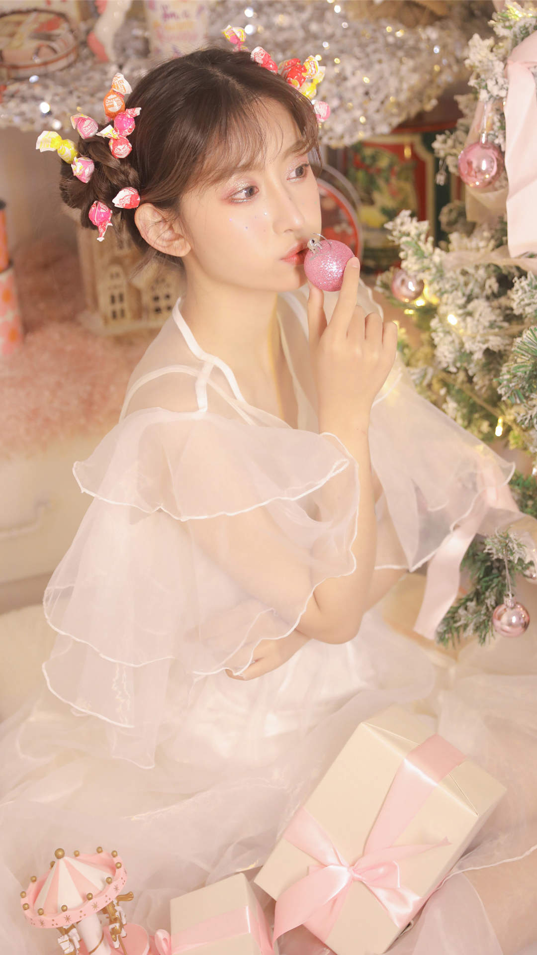 甜美蕾丝美女手机壁纸图片