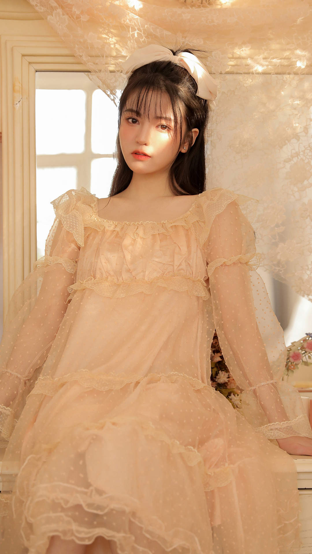 甜美蕾丝美女手机壁纸图片
