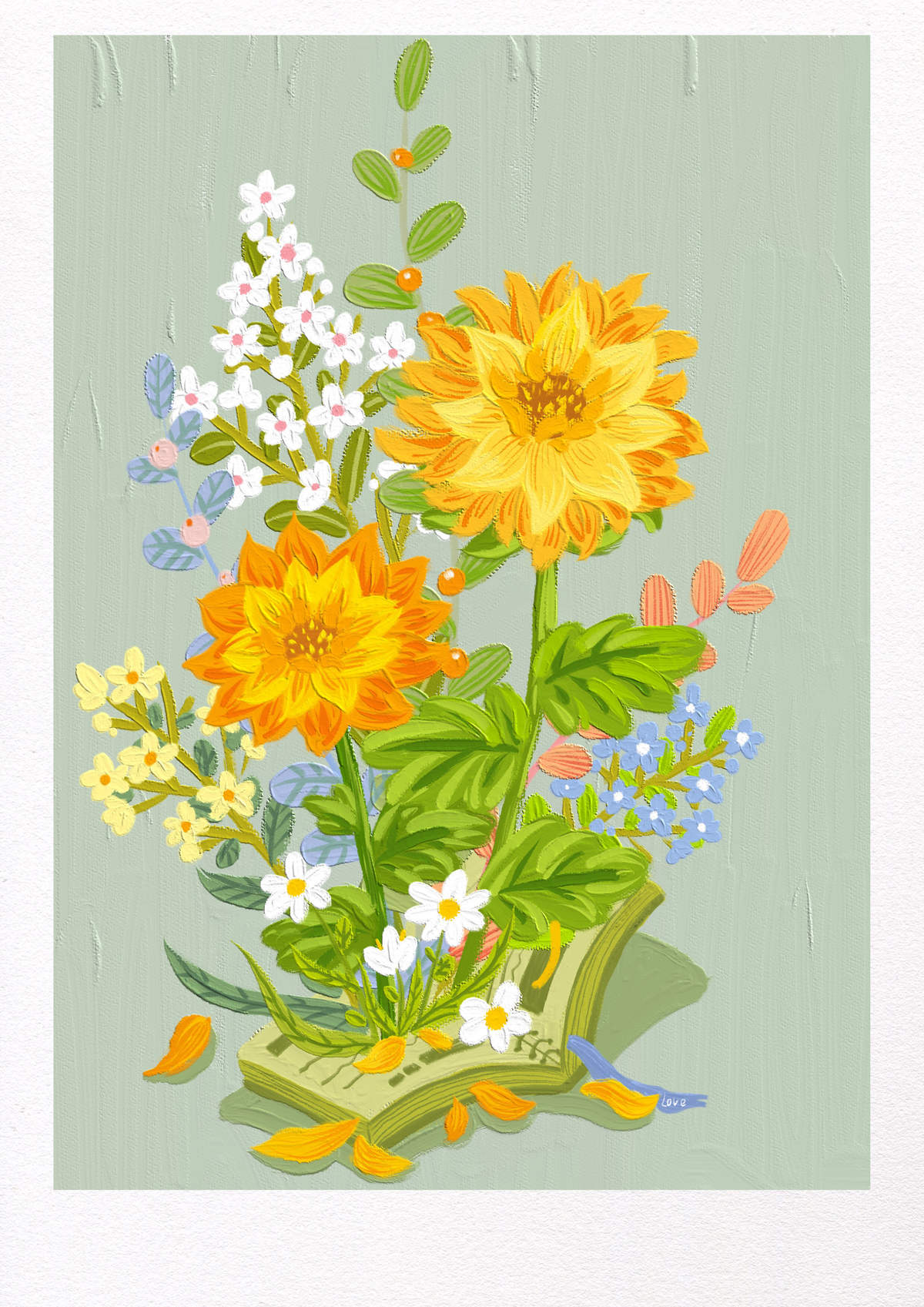 小清新治愈花束油画手机壁纸图片