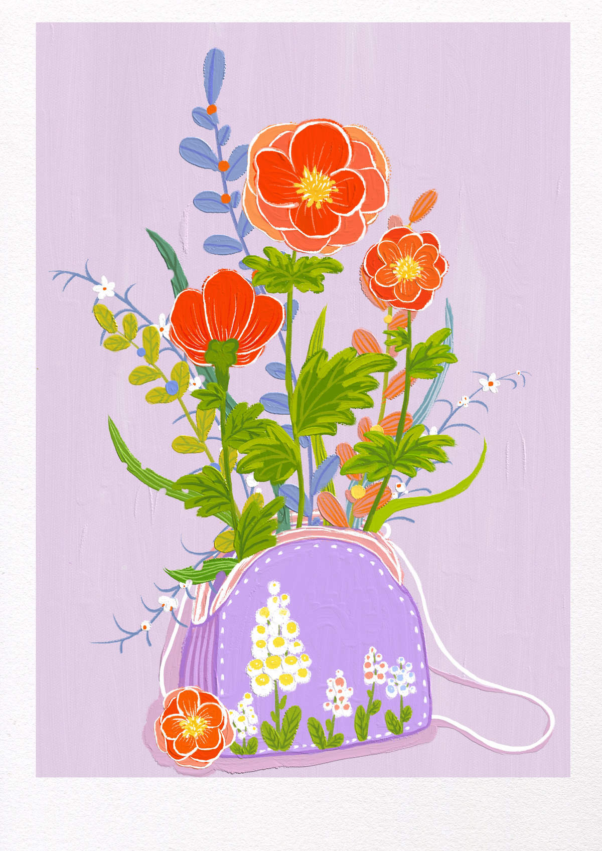 小清新治愈花束油画手机壁纸图片