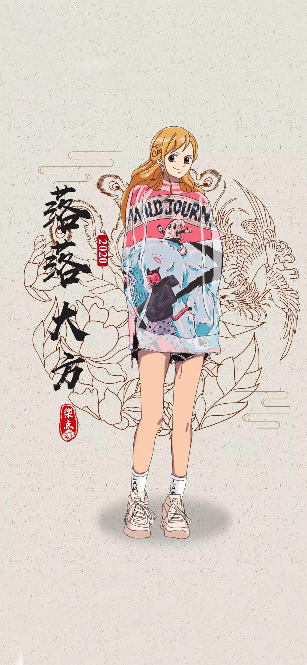 海贼王卡通形象手绘高清手机壁纸图片