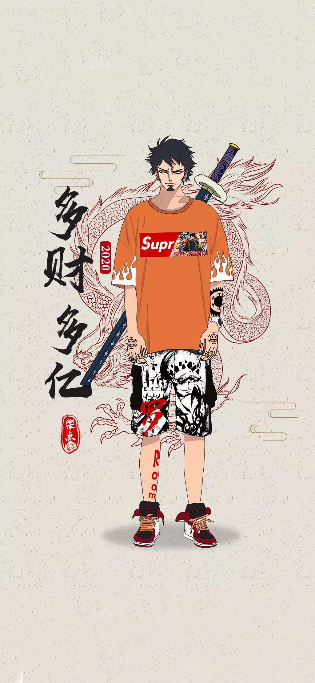 海贼王卡通形象手绘高清手机壁纸图片