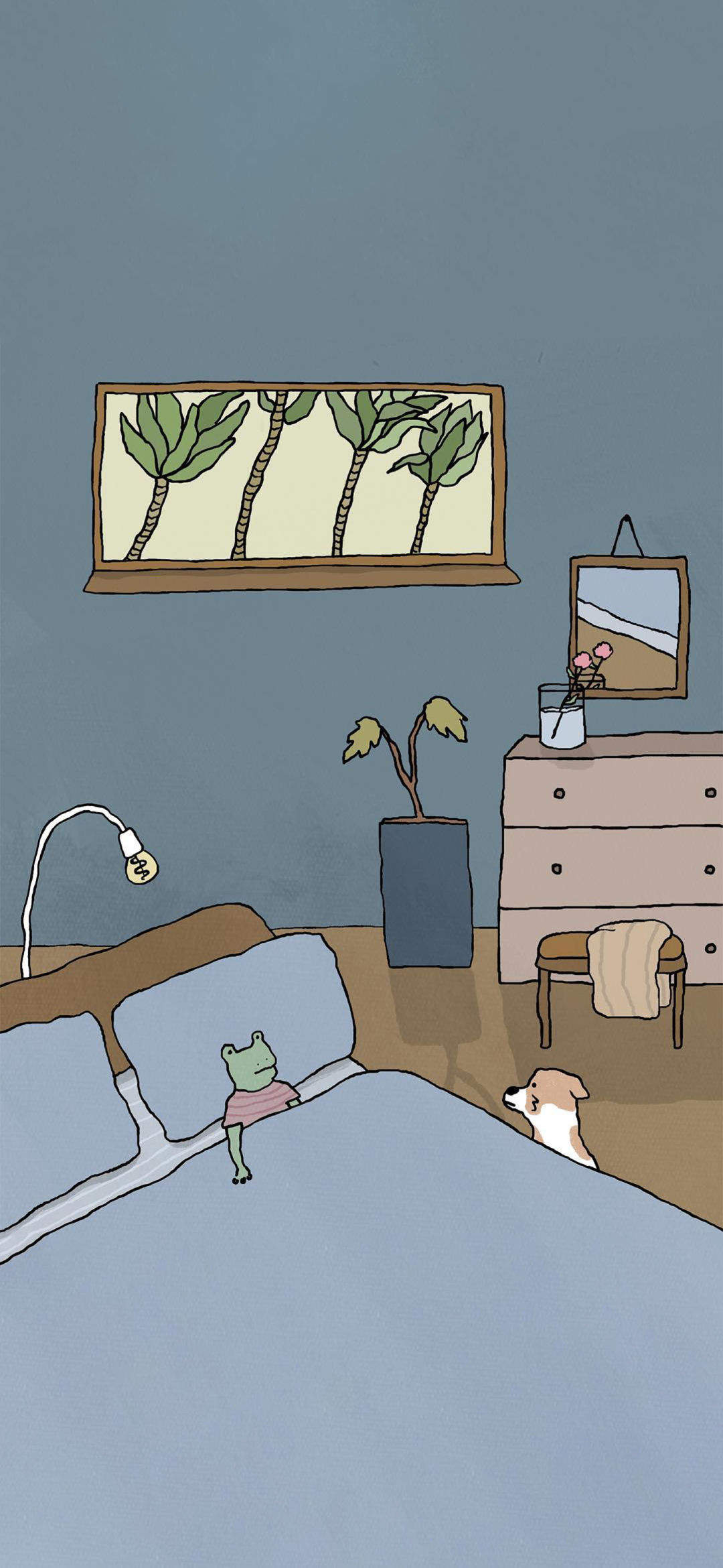 小猫咪的日常插画手机壁纸图片