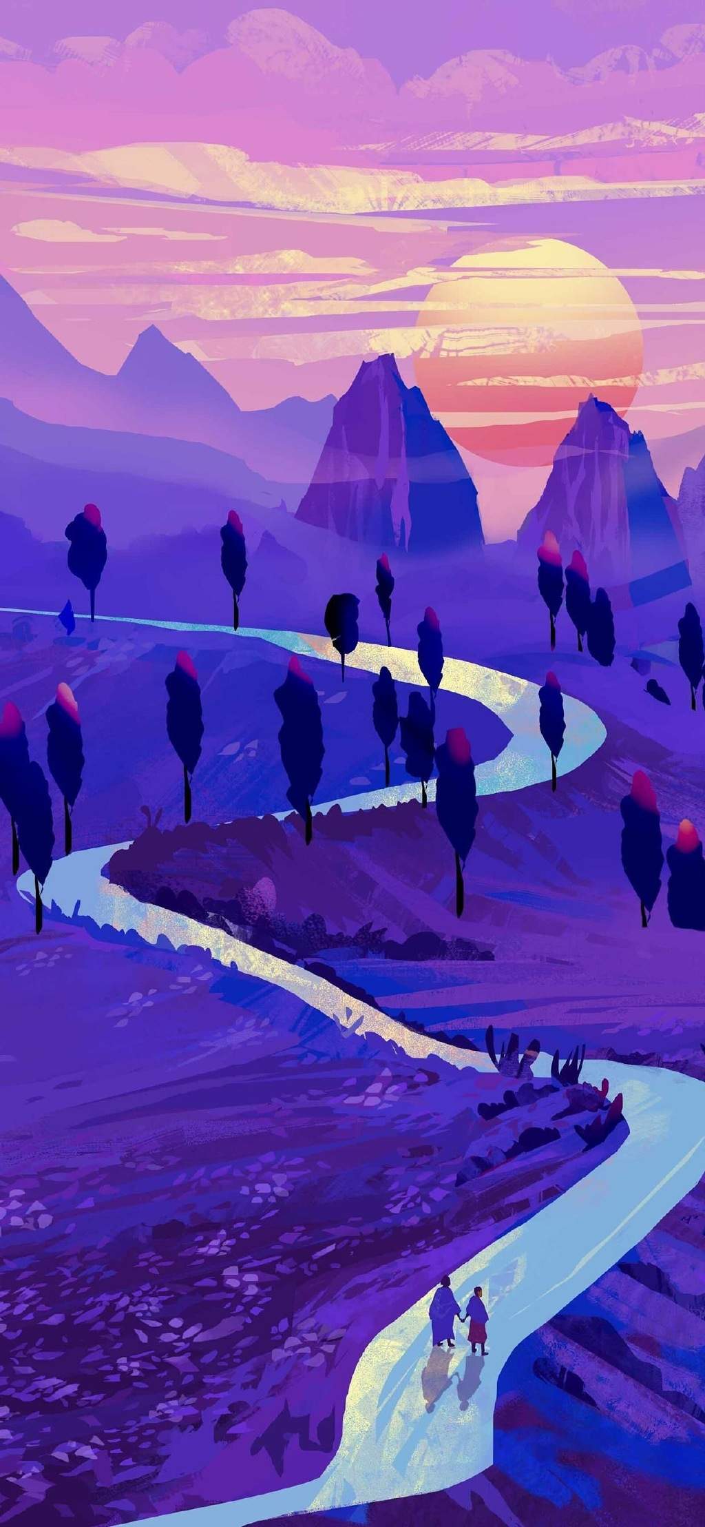 优美风景插画高清手机壁纸图片