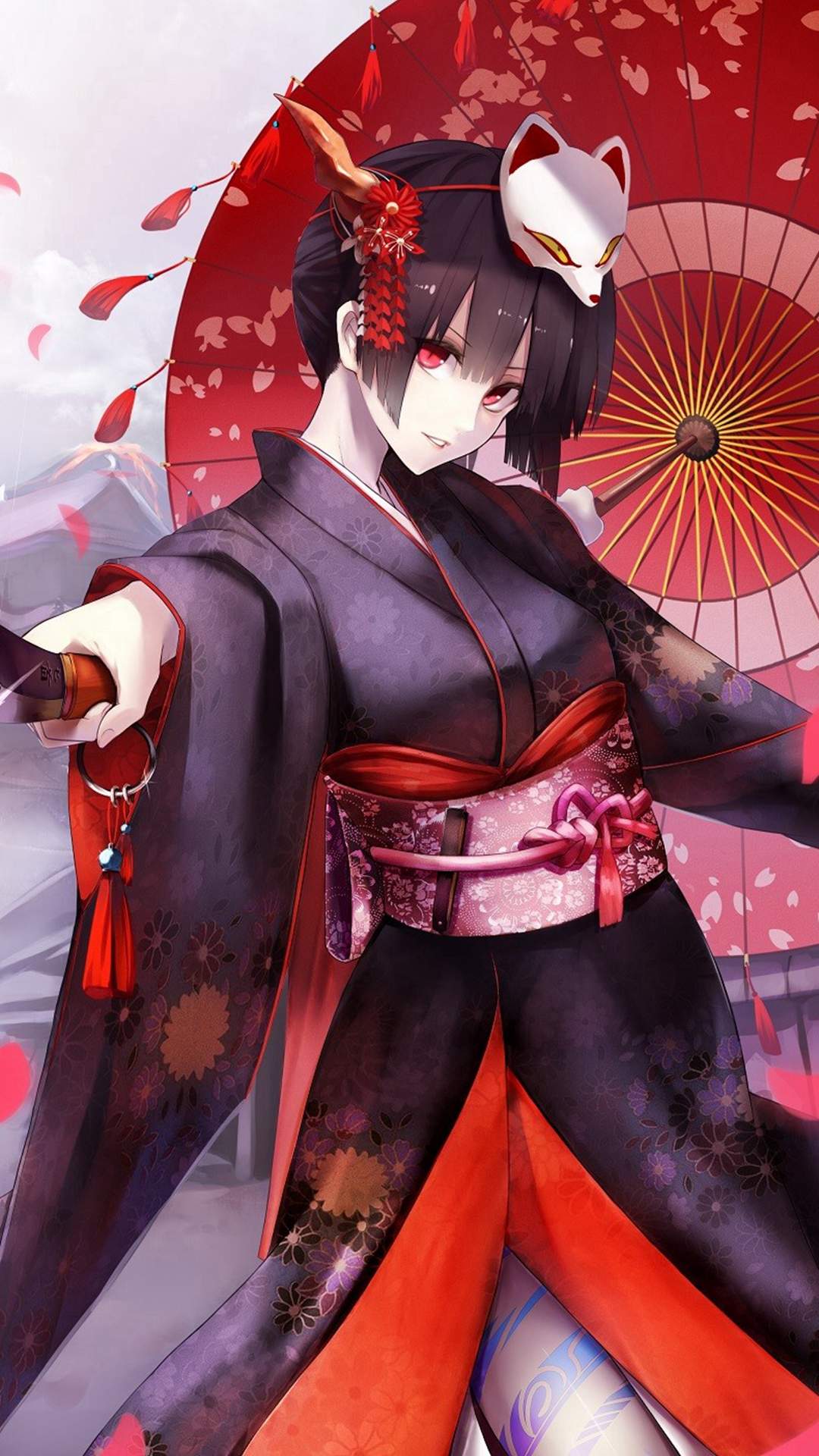 动漫和服美女手机壁纸图片