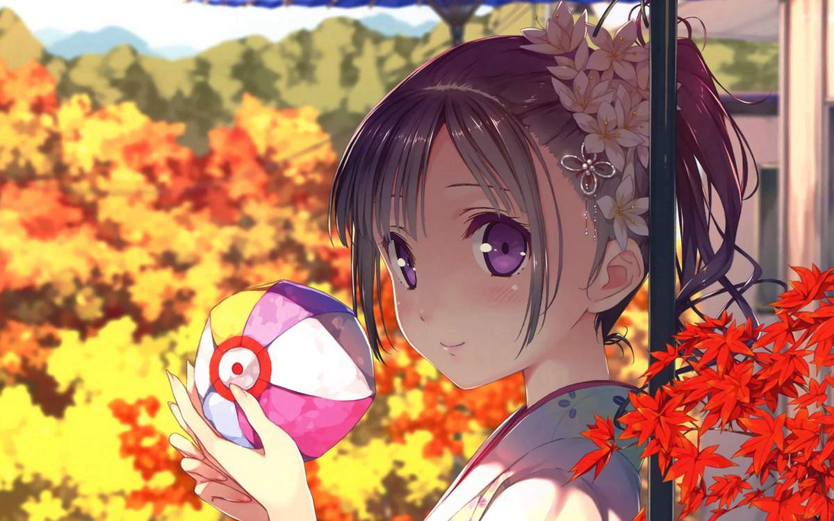梨花带雨的动漫女孩手机壁纸图片