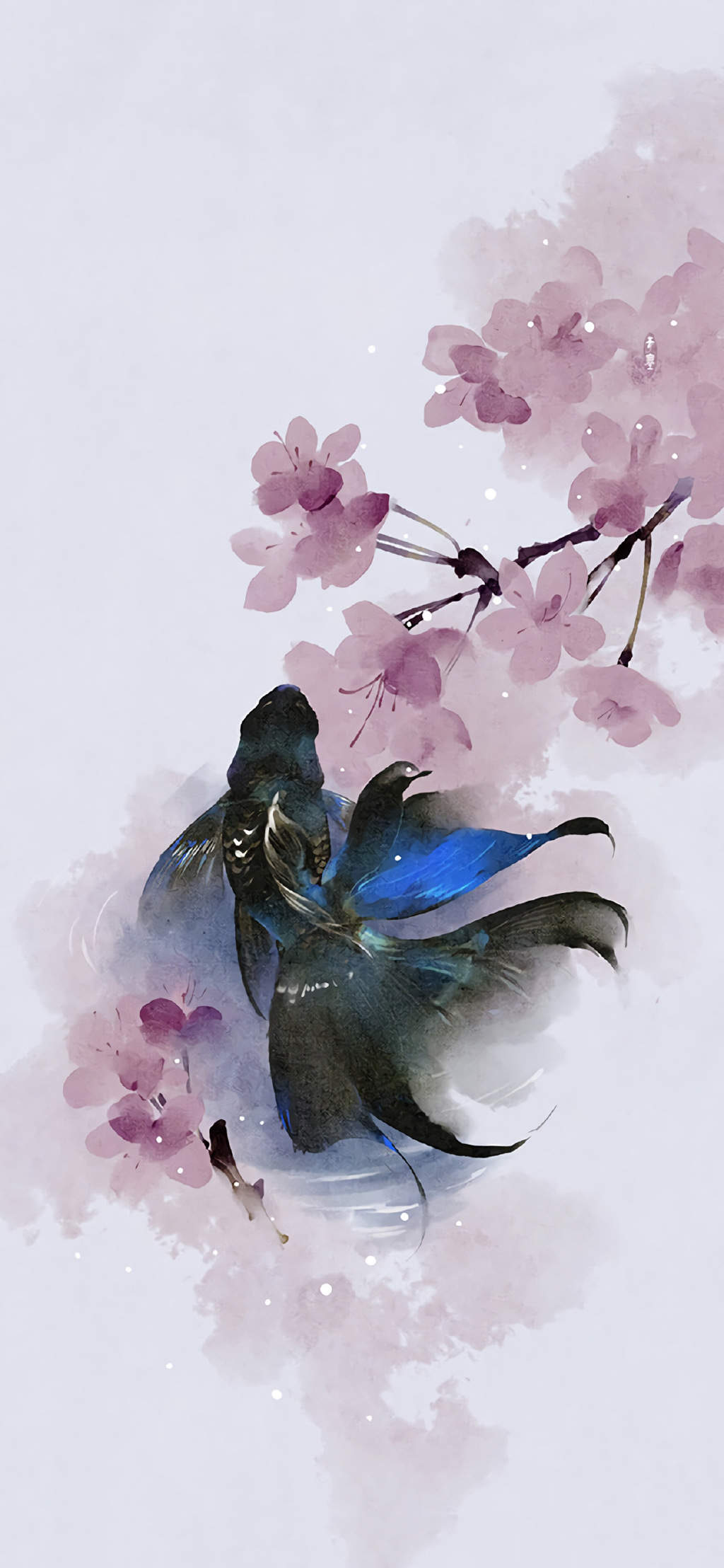 国风水彩画锦鲤好运手机壁纸图片