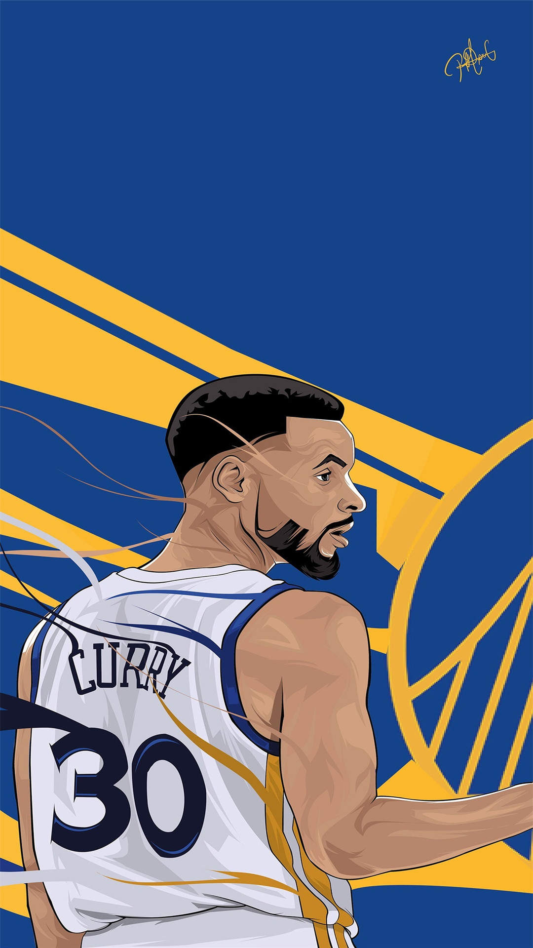 NBA巨星库里创意手绘高清手机壁纸图片