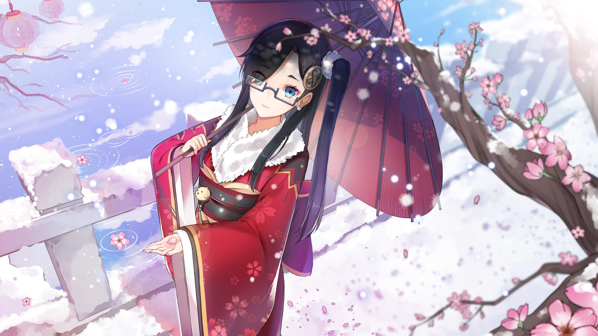 梨花带雨的动漫女孩手机壁纸图片