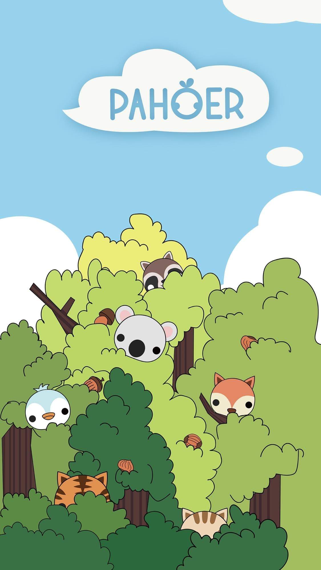软萌可爱小动物手绘手机壁纸图片