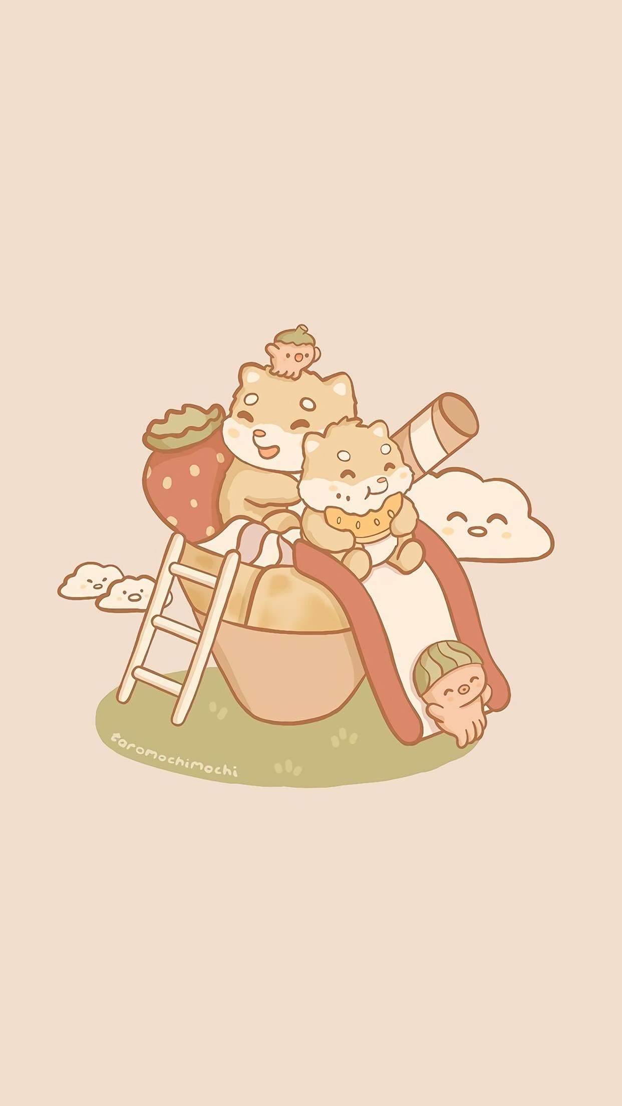 萌系可爱套图插画高清手机壁纸图片