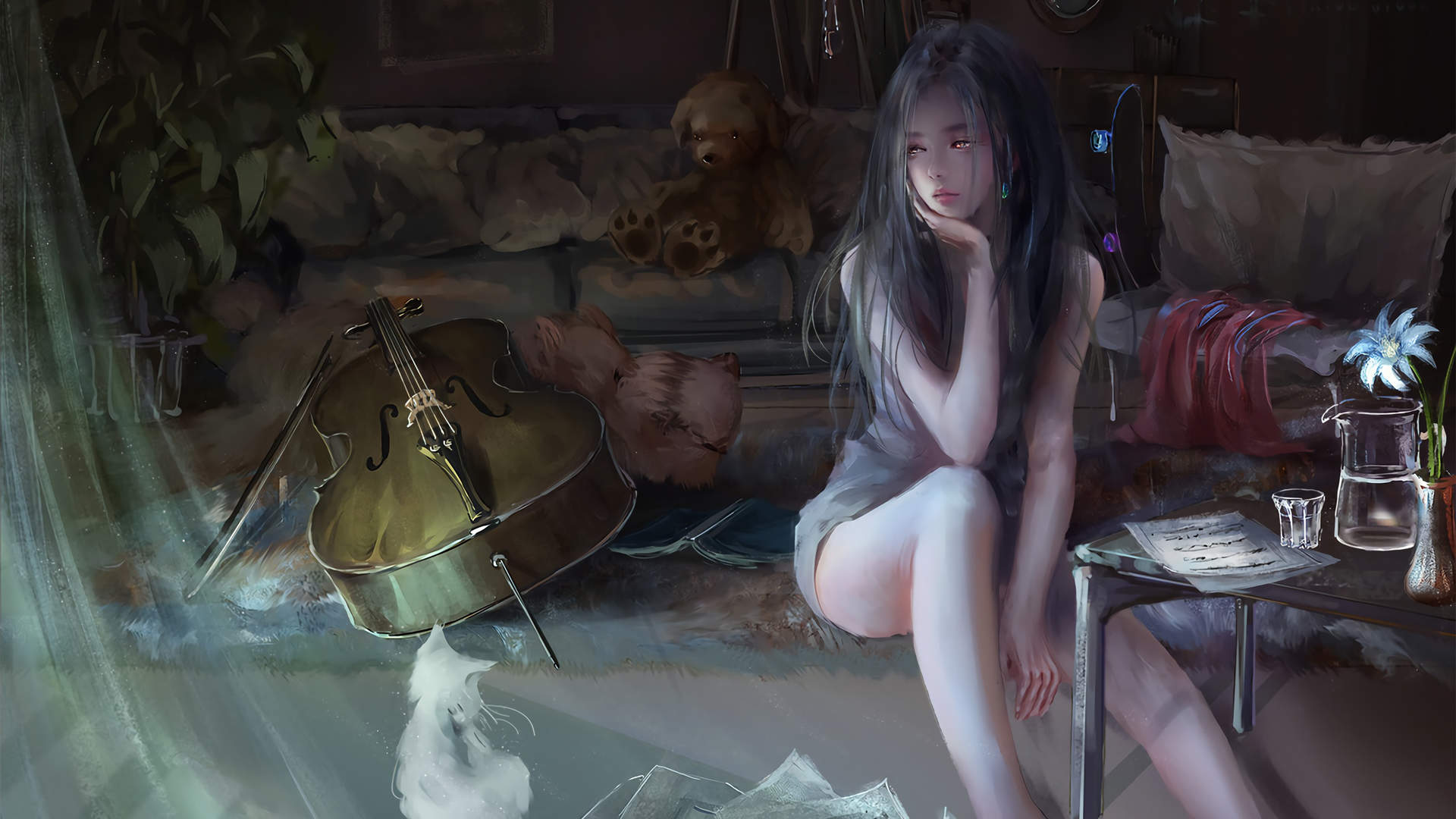 好看养眼的白裙动漫美女手机壁纸图片