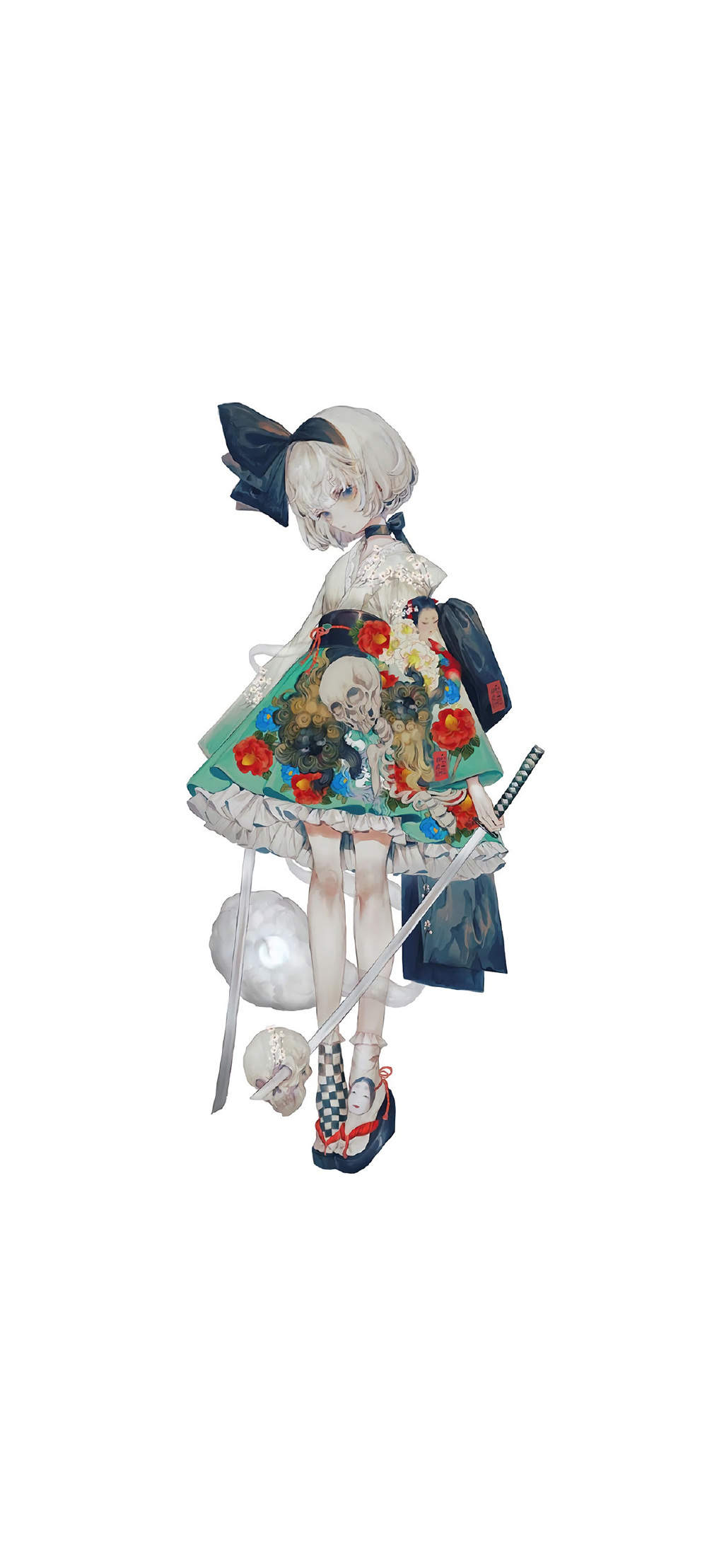 二次元卡通美少女插画高清手机壁纸图片