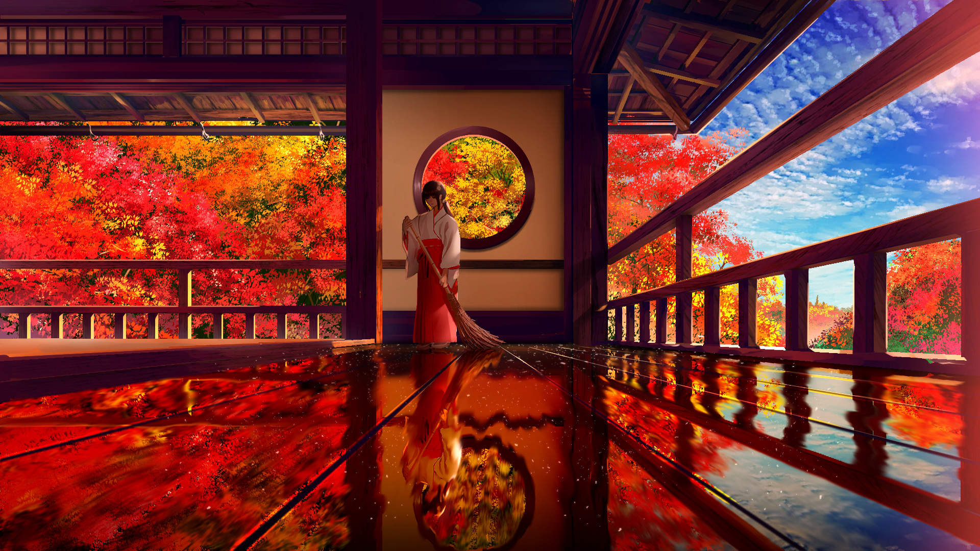 二次元梦幻风景插画桌面壁纸图片