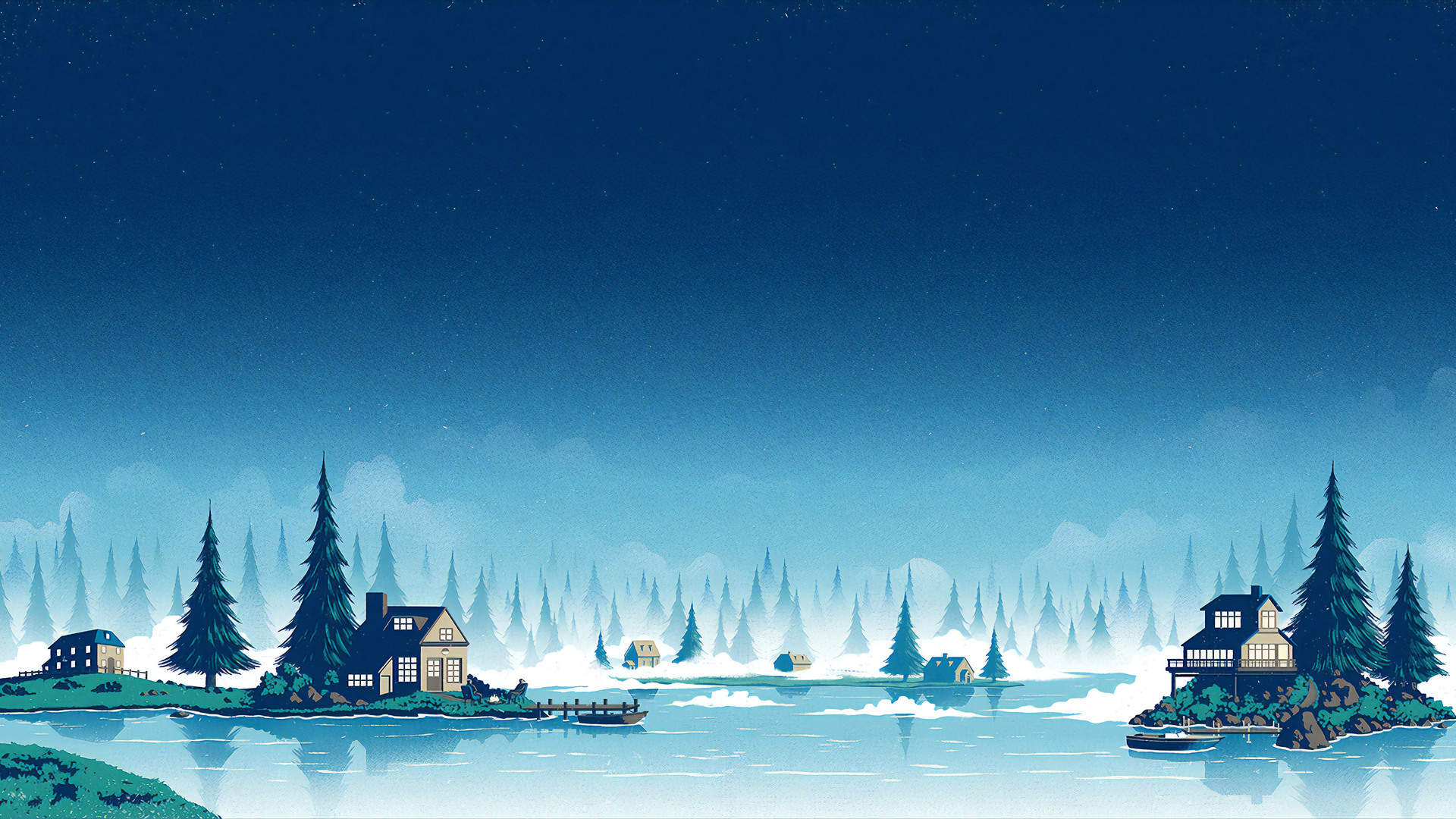 二次元梦幻风景插画桌面壁纸图片