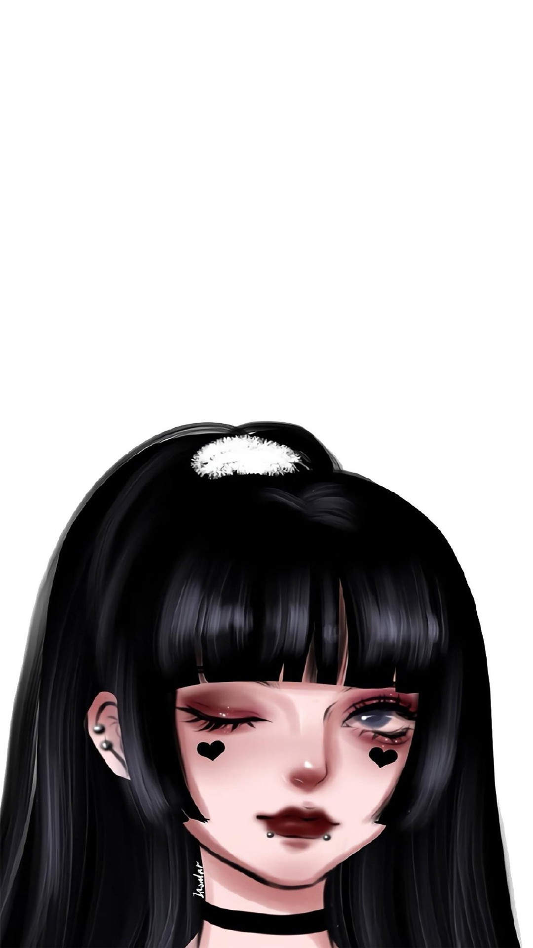 个性女生手绘插画高清手机壁纸图片