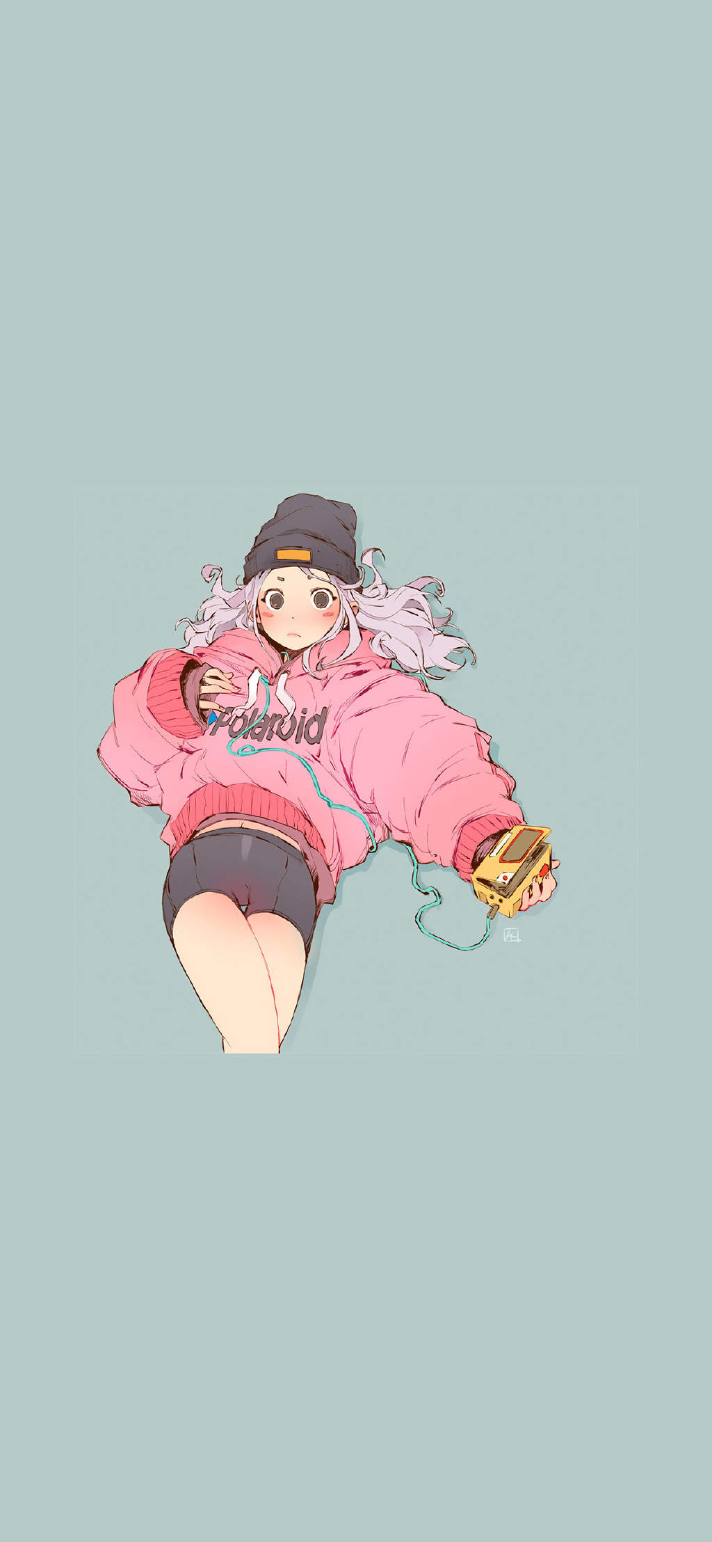 卡通女生手绘插画高清手机壁纸图片