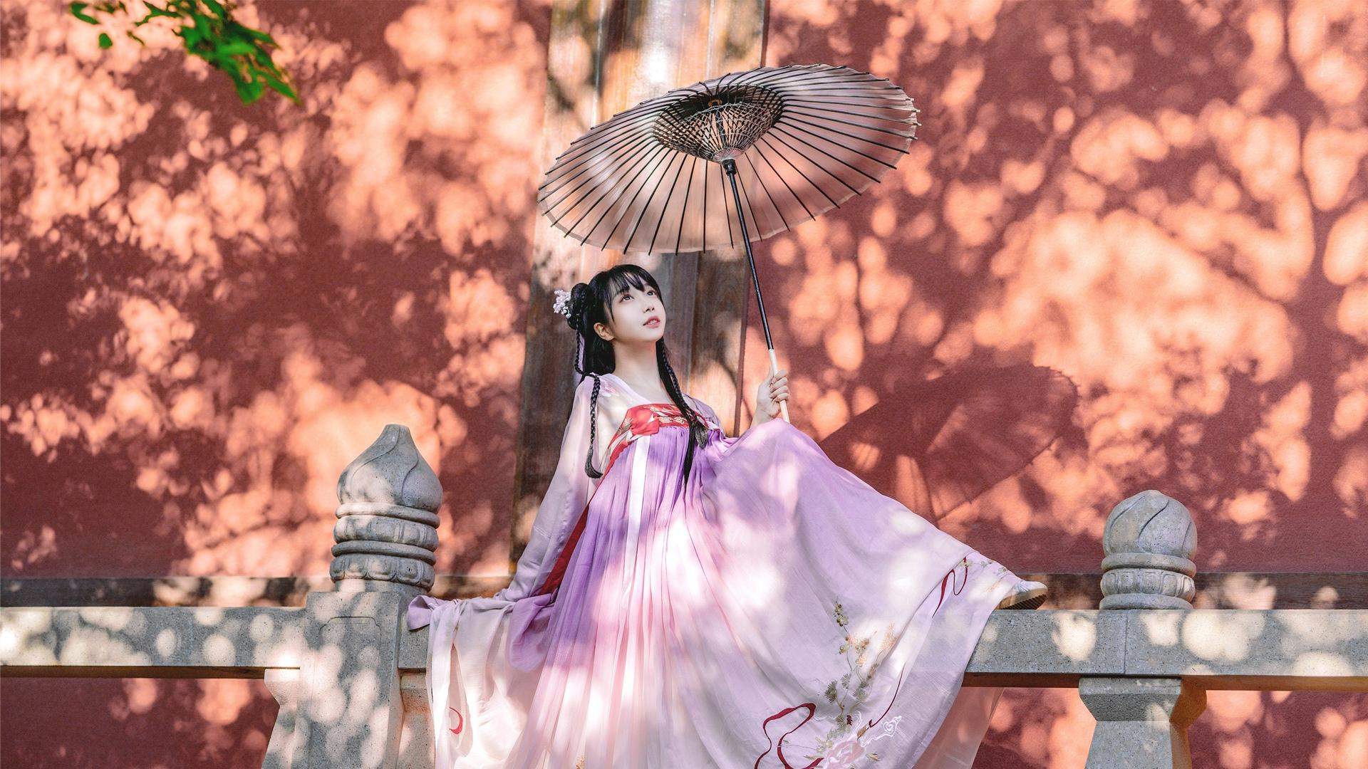 花树下的汉服美女清纯靓丽如花似玉写真图片图片