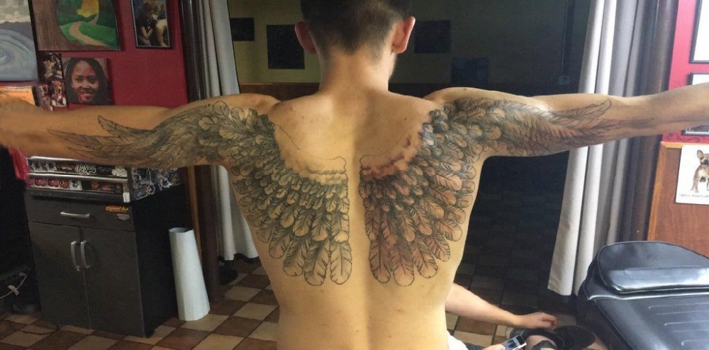 狼头纹身 图腾 男生背部狼头纹身图片图片
