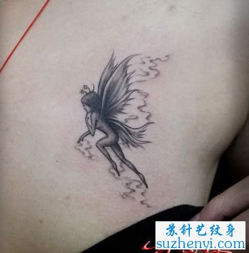 女孩子胸部精灵纹身图案_胸部纹身图案大全_纹身图吧图片