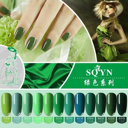 绿色系美甲图片绿色美甲图案图片