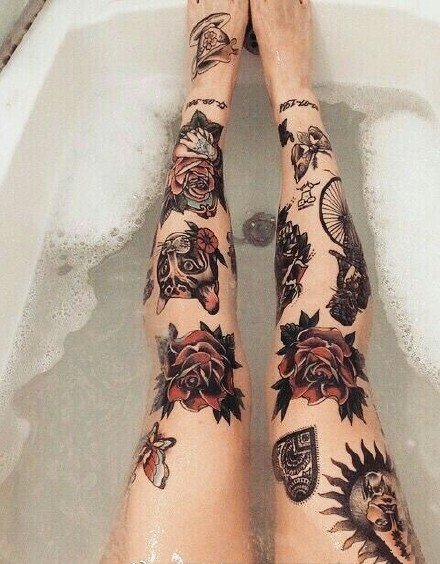 腿部纹身图片