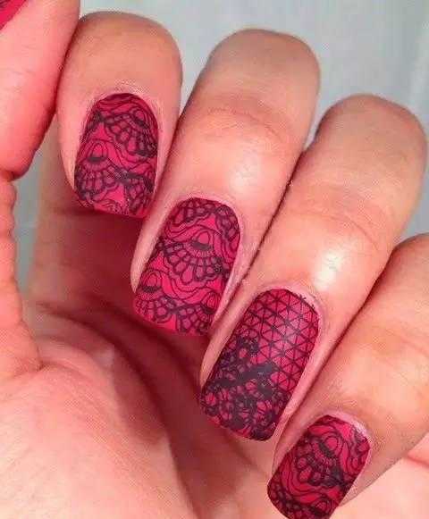 红美甲图片