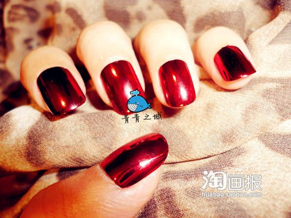 红美甲图片