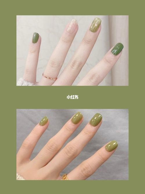 绿美甲图片