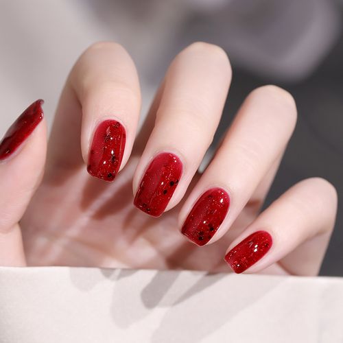 红美甲图片