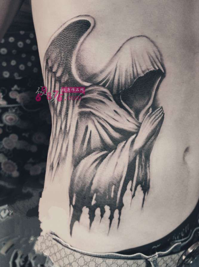 欧美死神侧腰纹身_腰部纹身图案大全_纹身图吧图片