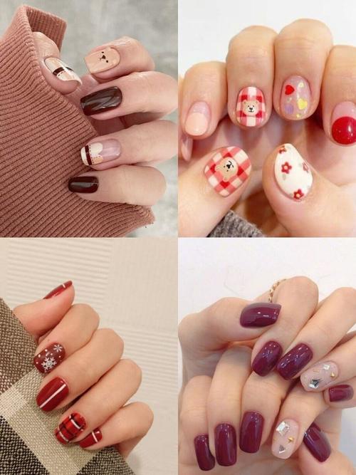 红美甲图片