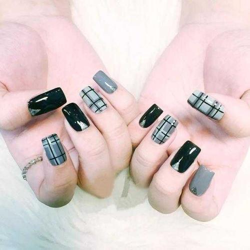 绿美甲图片