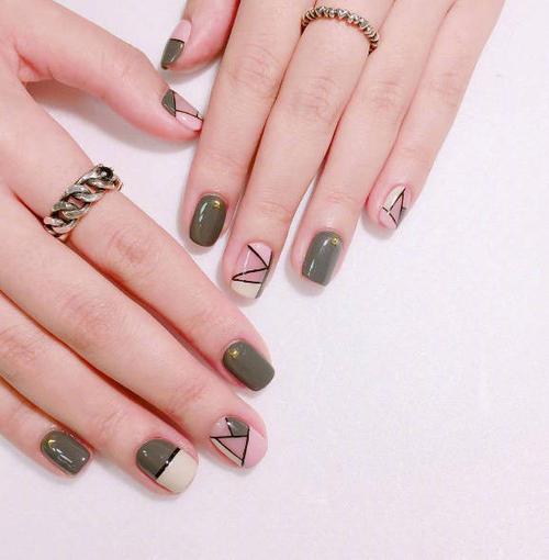 绿美甲图片
