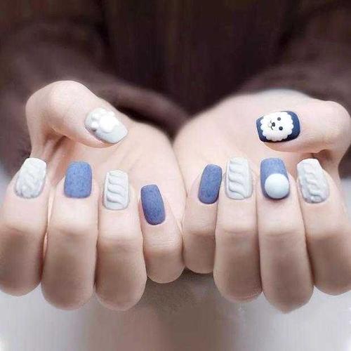 绿美甲图片
