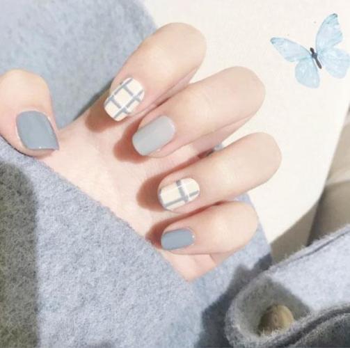 绿美甲图片