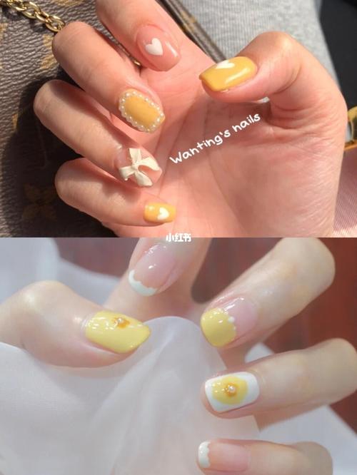 橙美甲图片