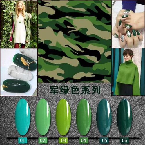 绿美甲图片