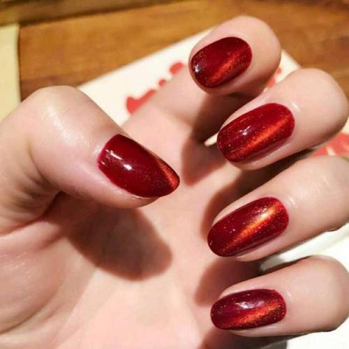 车厘子美甲跳色款式图 车厘子红跳银色美甲图片图片