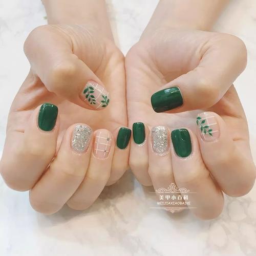 橙美甲图片