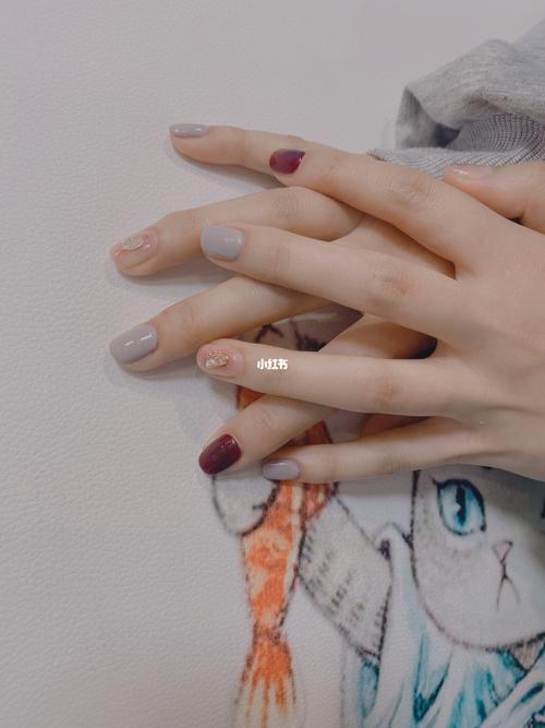 橙美甲图片