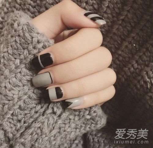 橙美甲图片