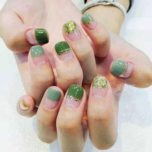 橙美甲图片