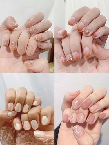 橙美甲图片